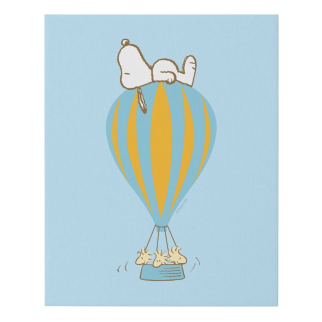 Peanuts | Snoopy & Woodstock Hot Air Balloon Faux Canvas Print (Front)