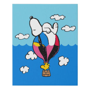 Peanuts Snoopy & Woodstock Hot Air Balloon Faux Canvas Print