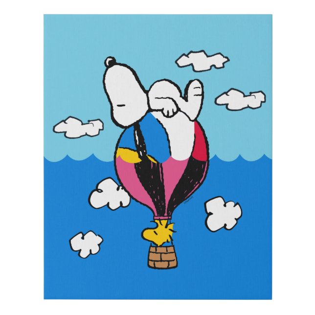 Peanuts | Snoopy & Woodstock Hot Air Balloon Faux Canvas Print (Front)