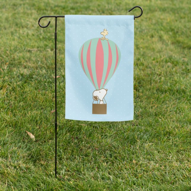 Peanuts | Snoopy & Woodstock Hot Air Balloon Garden Flag (In SItu)