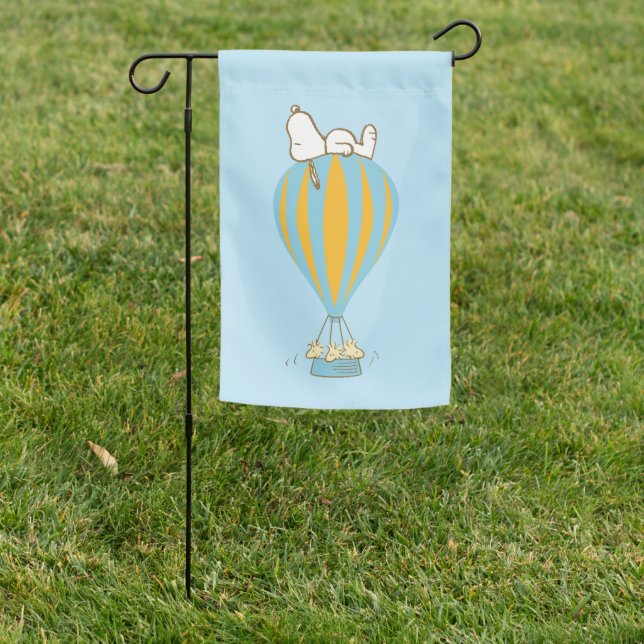 Peanuts | Snoopy & Woodstock Hot Air Balloon Garden Flag (In SItu)