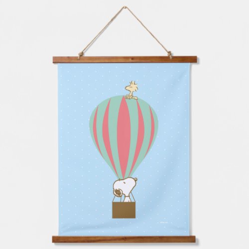 Peanuts  Snoopy  Woodstock Hot Air Balloon Hanging Tapestry