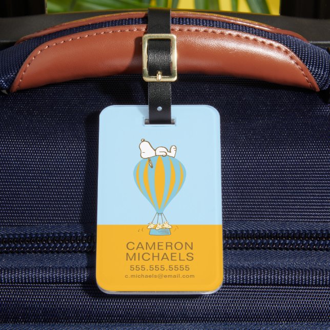 Peanuts | Snoopy & Woodstock Hot Air Balloon Luggage Tag (Front Insitu 2)