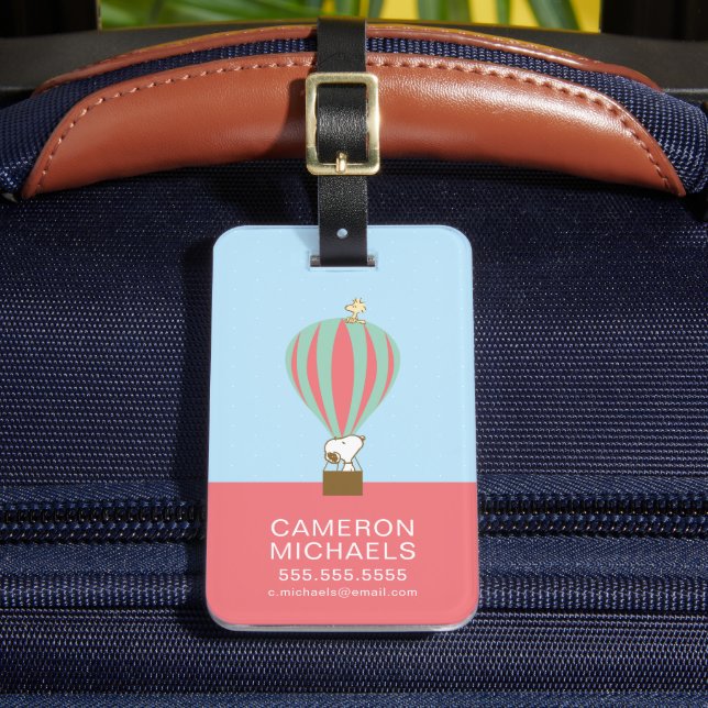 Peanuts | Snoopy & Woodstock Hot Air Balloon Luggage Tag (Front Insitu 2)