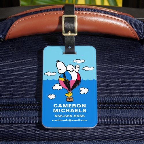 Peanuts  Snoopy  Woodstock Hot Air Balloon Luggage Tag