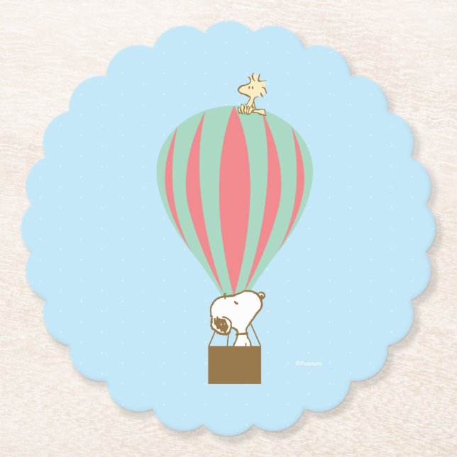 Peanuts | Snoopy & Woodstock Hot Air Balloon Paper Coaster (Front)