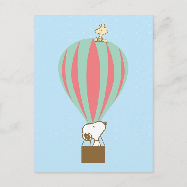 Peanuts | Snoopy & Woodstock Hot Air Balloon Postcard (Front)