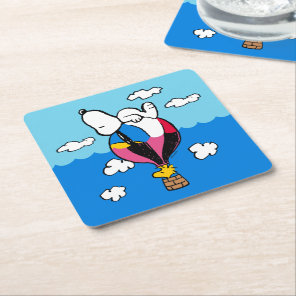 Peanuts | Snoopy & Woodstock Hot Air Balloon Square Paper Coaster