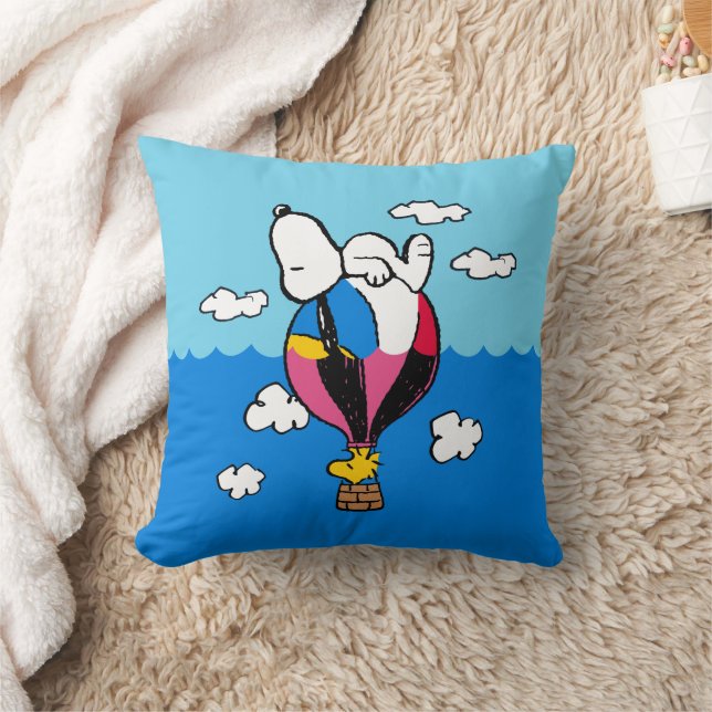 Peanuts | Snoopy & Woodstock Hot Air Balloon Throw Pillow (Blanket)