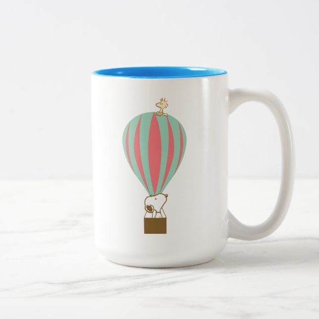 Peanuts | Snoopy & Woodstock Hot Air Balloon Two-Tone Coffee Mug (Right)
