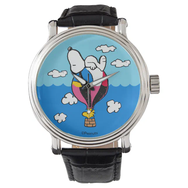 Peanuts | Snoopy & Woodstock Hot Air Balloon Watch | Zazzle