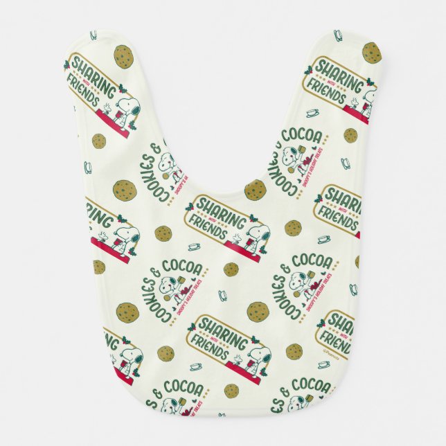 Peanuts | Snoopy & Woodstock Hot Cocoa Baby Bib (Front)