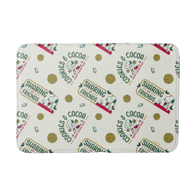 Peanuts | Snoopy & Woodstock Hot Cocoa Pattern Bath Mat (Front)