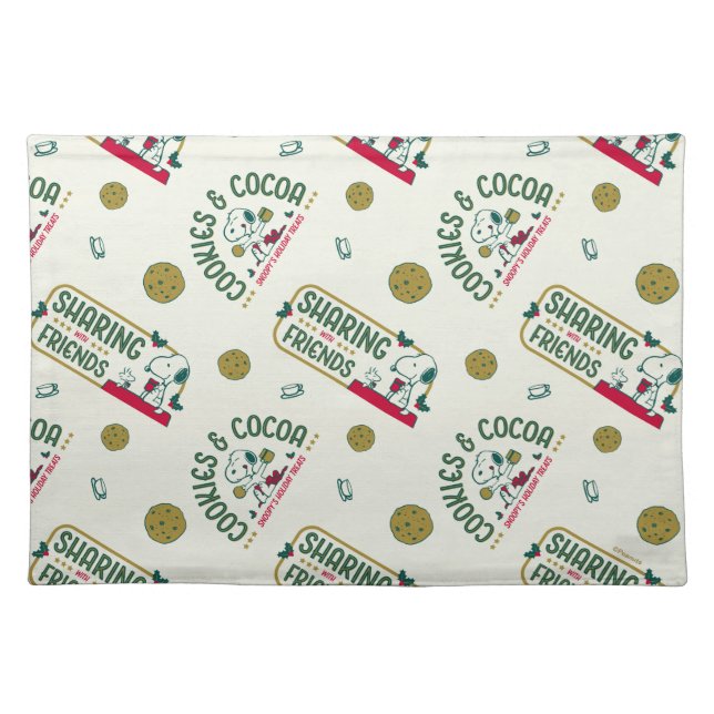 Peanuts | Snoopy & Woodstock Hot Cocoa Pattern Cloth Placemat (Front)