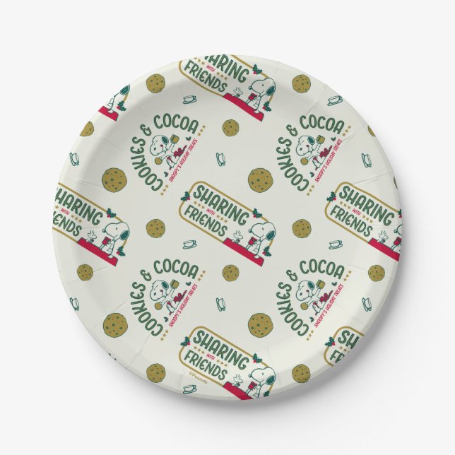 Peanuts | Snoopy & Woodstock Hot Cocoa Pattern Paper Plates (Front)
