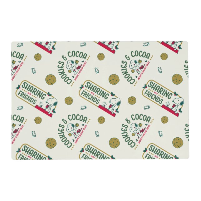 Peanuts | Snoopy & Woodstock Hot Cocoa Pattern Placemat (Front)