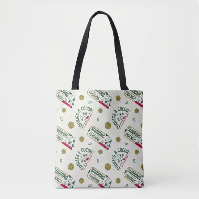Peanuts | Snoopy & Woodstock Hot Cocoa Pattern Tote Bag (Front)