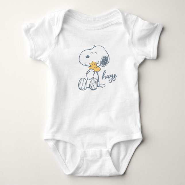 Peanuts | Snoopy & Woodstock Hug Baby Bodysuit (Front)