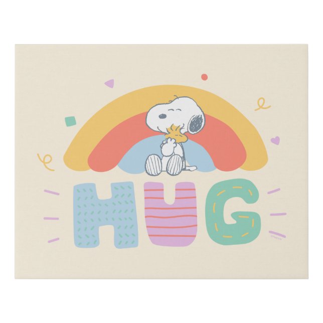 Peanuts | Snoopy & Woodstock Hug Faux Canvas Print (Front)