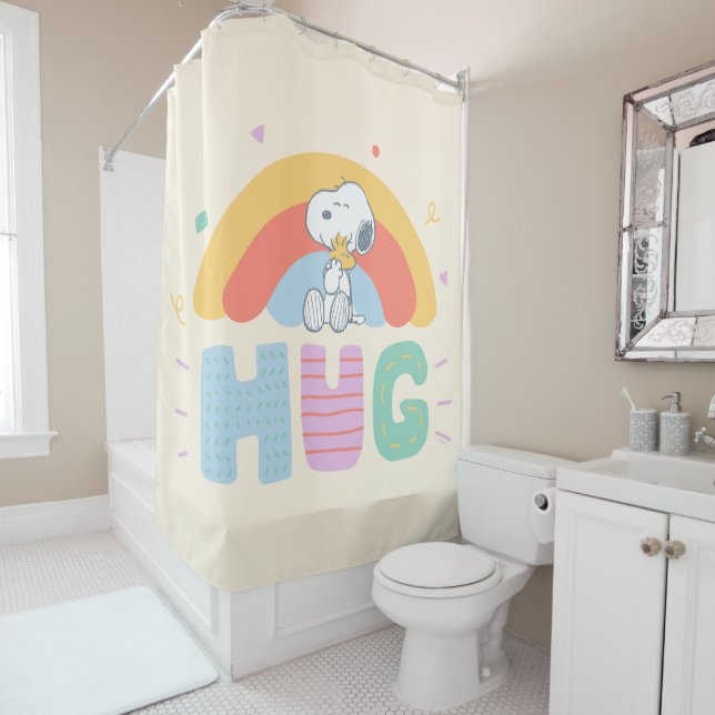 Peanuts | Snoopy & Woodstock Hug Shower Curtain (In Situ)