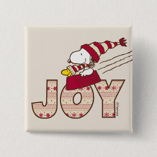 Peanuts Snoopy & Woodstock Joy Sled Ride Button