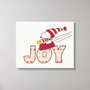 Peanuts Snoopy & Woodstock Joy Sled Ride Canvas Print