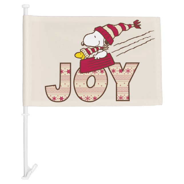 Peanuts | Snoopy & Woodstock Joy Sled Ride Car Flag (Front)