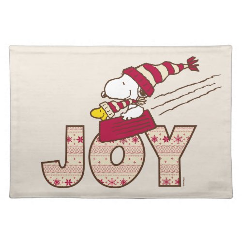 Peanuts  Snoopy  Woodstock Joy Sled Ride Cloth Placemat