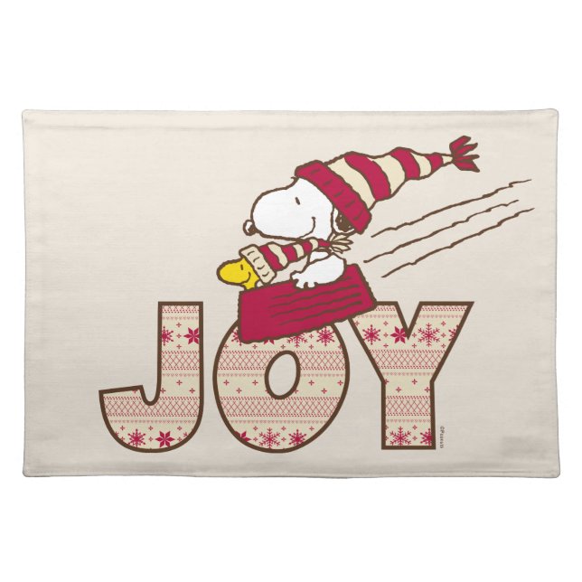 Peanuts | Snoopy & Woodstock Joy Sled Ride Cloth Placemat (Front)