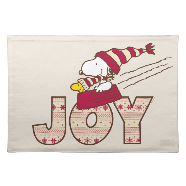Peanuts | Snoopy & Woodstock Joy Sled Ride Cloth Placemat (Front)
