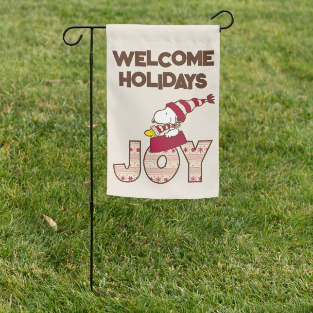 Peanuts | Snoopy & Woodstock Joy Sled Ride Garden Flag (In SItu)