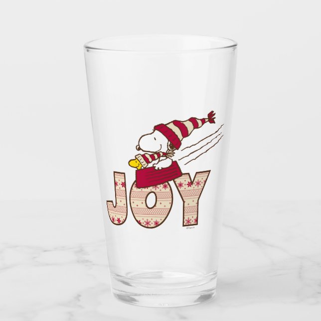 Peanuts | Snoopy & Woodstock Joy Sled Ride Glass (Front)