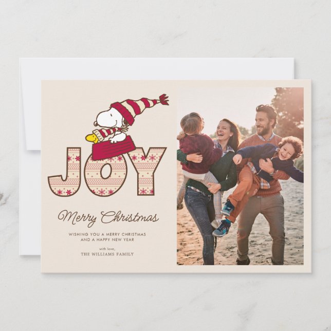 Peanuts | Snoopy & Woodstock Joy Sled Ride Holiday Card (Front)