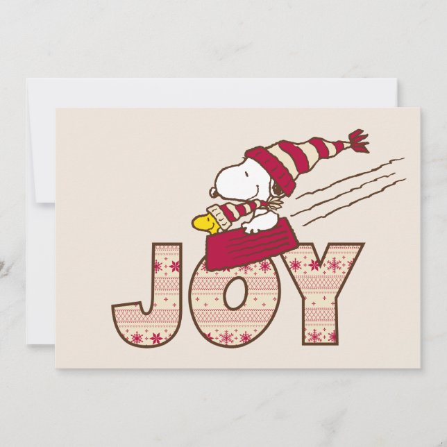 Peanuts | Snoopy & Woodstock Joy Sled Ride Holiday Card (Front)