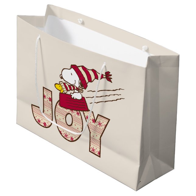 Peanuts | Snoopy & Woodstock Joy Sled Ride Large Gift Bag (Front Angled)