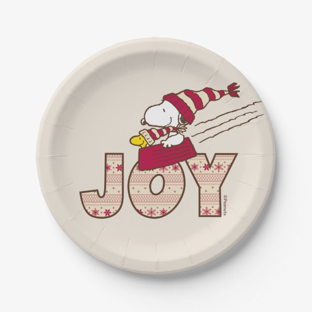 Peanuts | Snoopy & Woodstock Joy Sled Ride Paper Plates (Front)