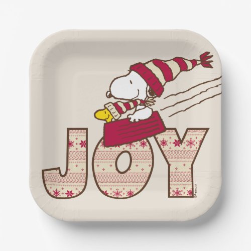 Peanuts  Snoopy  Woodstock Joy Sled Ride Paper Plates