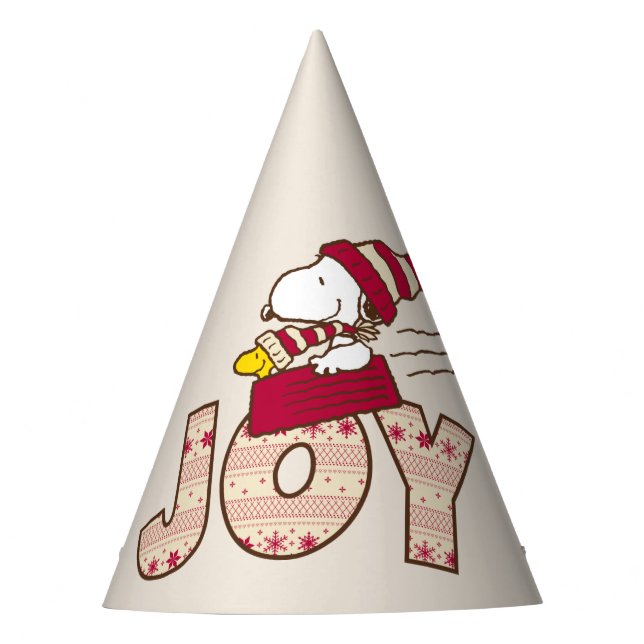 Peanuts | Snoopy & Woodstock Joy Sled Ride Party Hat (Front)