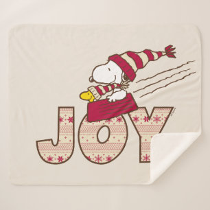Peanuts Snoopy & Woodstock Joy Sled Ride Sherpa Blanket