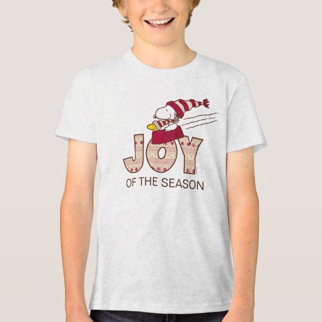 Peanuts | Snoopy & Woodstock Joy Sled Ride Tri-Blend Shirt (Front)
