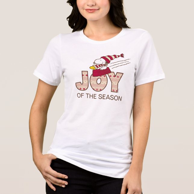 Peanuts | Snoopy & Woodstock Joy Sled Ride Tri-Blend Shirt (Front)