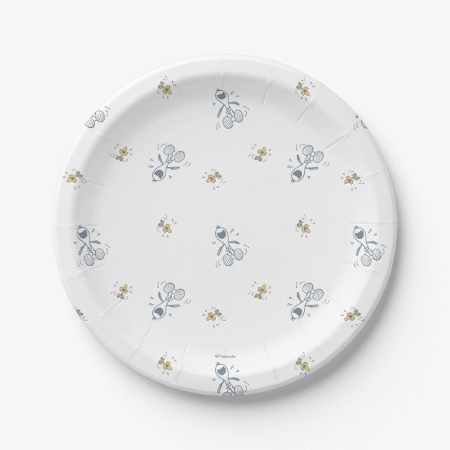 Peanuts | Snoopy & Woodstock Laughing Pattern Paper Plates (Front)