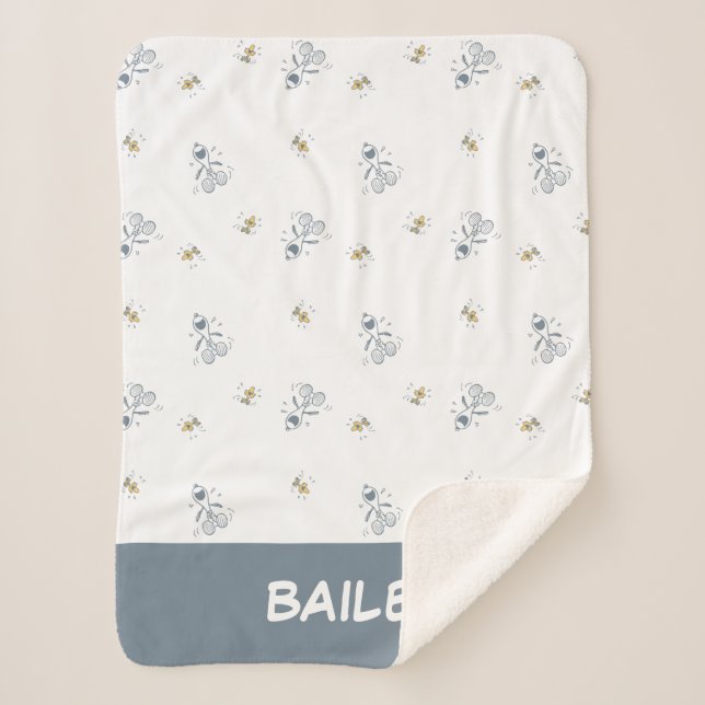 Peanuts | Snoopy & Woodstock Laughing Pattern Sherpa Blanket (Front)