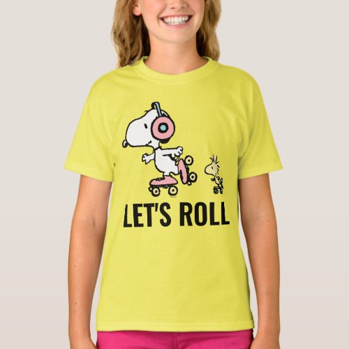 PEANUTS  Snoopy  Woodstock  Lets Roll T_Shirt