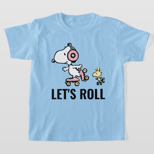 PEANUTS | Snoopy & Woodstock | Let's Roll T-Shirt (Laydown)