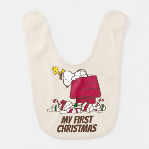 Peanuts Snoopy & Woodstock Merry Ugly Sweater Baby Bib