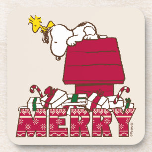 Peanuts   Snoopy & Woodstock Merry Ugly Sweater Beverage Coaster
