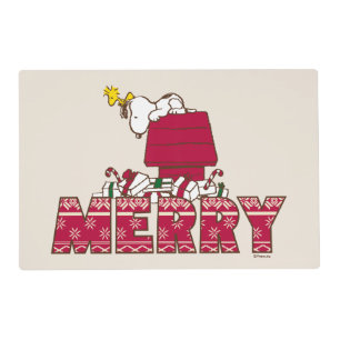 Peanuts   Snoopy & Woodstock Merry Ugly Sweater Placemat