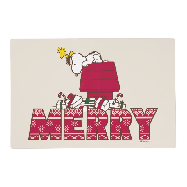 Peanuts | Snoopy & Woodstock Merry Ugly Sweater Placemat (Front)