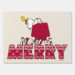 Peanuts   Snoopy & Woodstock Merry Ugly Sweater Sign